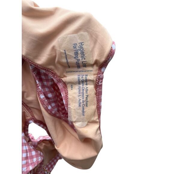 Judith March Women's Pink‎ Gingham Cutout One-Piece Swimsuit Size L - Picture 4 of 5